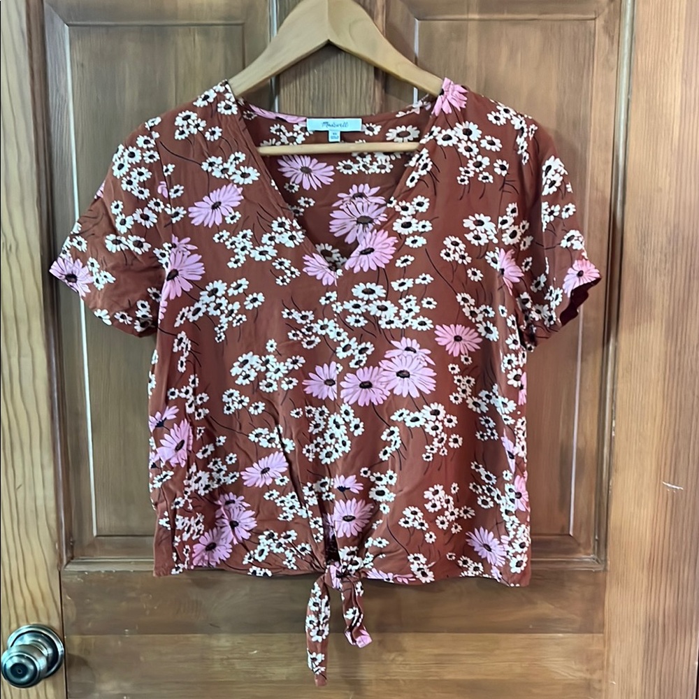 🔆 4/$25 🔆 Madewell Novel Tie-Front Top in Hillside Daisies, XS